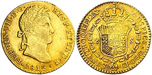 1816. Fernando VII. Sevilla. CJ. 2 escudos. ... 
