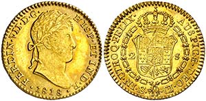 1818. Fernando VII. Sevilla. CJ. 2 escudos. ... 