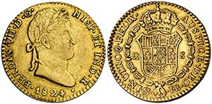1824. Fernando VII. Sevilla. JB. 2 escudos. ... 