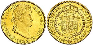 1825. Fernando VII. Sevilla. JB. 2 escudos. ... 