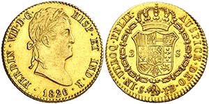 1826. Fernando VII. Sevilla. JB. 2 escudos. ... 