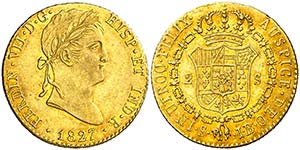 1827. Fernando VII. Sevilla. JB. 2 escudos. ... 