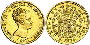 1841. Isabel II. Barcelona. PS. 80 reales. ... 