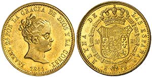 1841. Isabel II. Barcelona. PS. 80 reales. ... 
