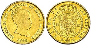 1848. Isabel II. Barcelona. PS. 80 reales. ... 