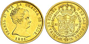 1836. Isabel II. Madrid. CR. 80 reales. ... 