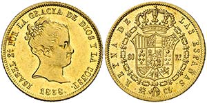 1838. Isabel II. Madrid. CL. 80 reales. ... 
