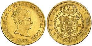 1842. Isabel II. Madrid. CL. 80 reales. ... 
