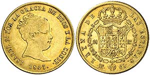 1847. Isabel II. Madrid. CL. 80 reales. ... 