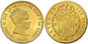 1848. Isabel II. Madrid. CL. 80 reales. ... 