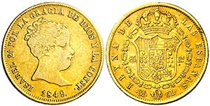 1849. Isabel II. Madrid. CL. 80 reales. ... 