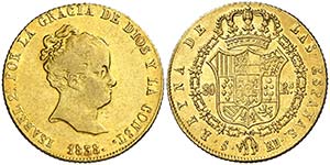 1838. Isabel II. Sevilla. RD. 80 reales. ... 