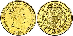 1842. Isabel II. Sevilla. RD. 80 reales. ... 