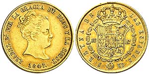 1847. Isabel II. Sevilla. RD. 80 reales. ... 