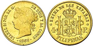 1862. Isabel II. Manila. 4 pesos. (Cal. ... 