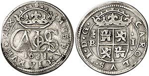 1681. Carlos II. Segovia. BR. 1 real. (Cal. ... 