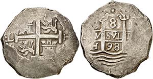 * 1698. Carlos II. Lima. H. 8 reales. (Cal. ... 