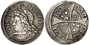 1705. Felipe V. Barcelona. 1 croat. (Cal. ... 