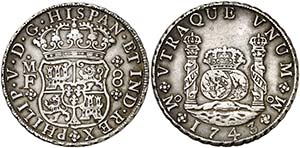 1743. Felipe V. México. MF. 8 reales. (Cal. ... 