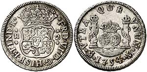 1754. Fernando VI. México. M. 2 reales. ... 