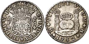 1752. Fernando VI. México. MF. 8 reales. ... 