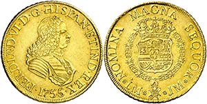 1755/4. Fernando VI. Lima. JM. 8 escudos. ... 