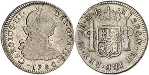 1780. Carlos III. Lima. MI. 2 reales. (Cal. ... 