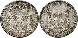 1764. Carlos III. México. MF. 8 reales. ... 