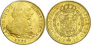 1775/4. Carlos III. Popayán. JS. 8 escudos. ... 