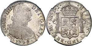 1799. Carlos IV. Lima. IJ. 8 reales. (Cal. ... 