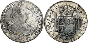 1808. Carlos IV. Lima. JP. 8 reales. (Cal. ... 