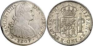 1807. Carlos IV. México. TH. 8 reales. ... 