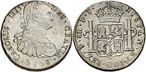 1808. Carlos IV. Potosí. PJ. 8 reales. ... 