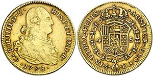 1798. Carlos IV. Santiago. DA. 4 escudos. ... 