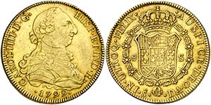 1799. Carlos IV. Santiago. DA. 8 escudos. ... 