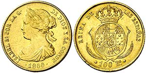 1860. Isabel II. Madrid. 100 reales. (Cal. ... 
