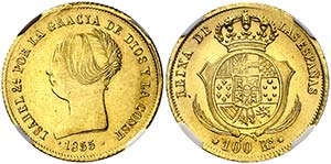 1855. Isabel II. Sevilla. 100 reales. (Cal. ... 