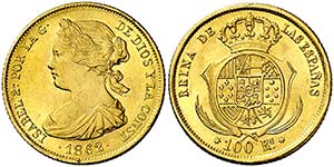 1862. Isabel II. Sevilla. 100 reales. (Cal. ... 