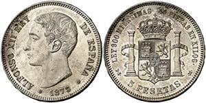 1875*1875. Alfonso XII. DEM. 5 pesetas. ... 