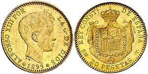 1899*1899. Alfonso XIII. SMV. 20 pesetas. ... 