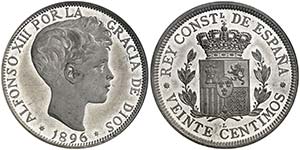 1896. Alfonso XIII. Londres. 20 céntimos. ... 