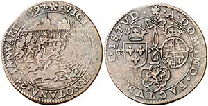 1597. Felipe II. Jetón. (D. 3412). 5,82 g. ... 