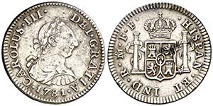 1781. Carlos III. México. FF. 1/2 real. ... 