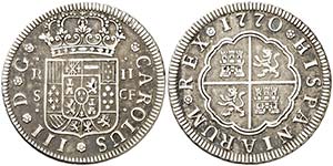 1770. Carlos III. Sevilla. CF. 2 reales. ... 