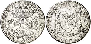 1763. Carlos III. México. MF. 8 reales. ... 
