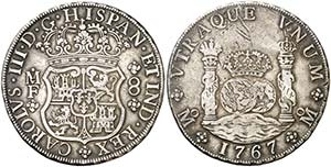1767. Carlos III. México. MF. 8 reales. ... 