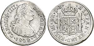 1802. Carlos IV. Lima. IJ. 2 reales. (Cal. ... 