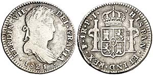 1821. Fernando VII. Potosí. PJ. 1 real. ... 