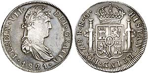 1821. Fernando VII. Zacatecas. RG. 8 reales. ... 