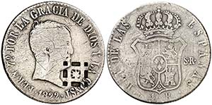 (1841). 5,51 g. Resello de Vique (Cuba) (De ... 